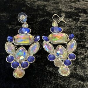 Dazzling Blue and Iridescent Drop Earrings